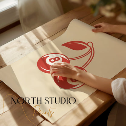 Premium Poster of Double Cherries with Number 8 Design Posters