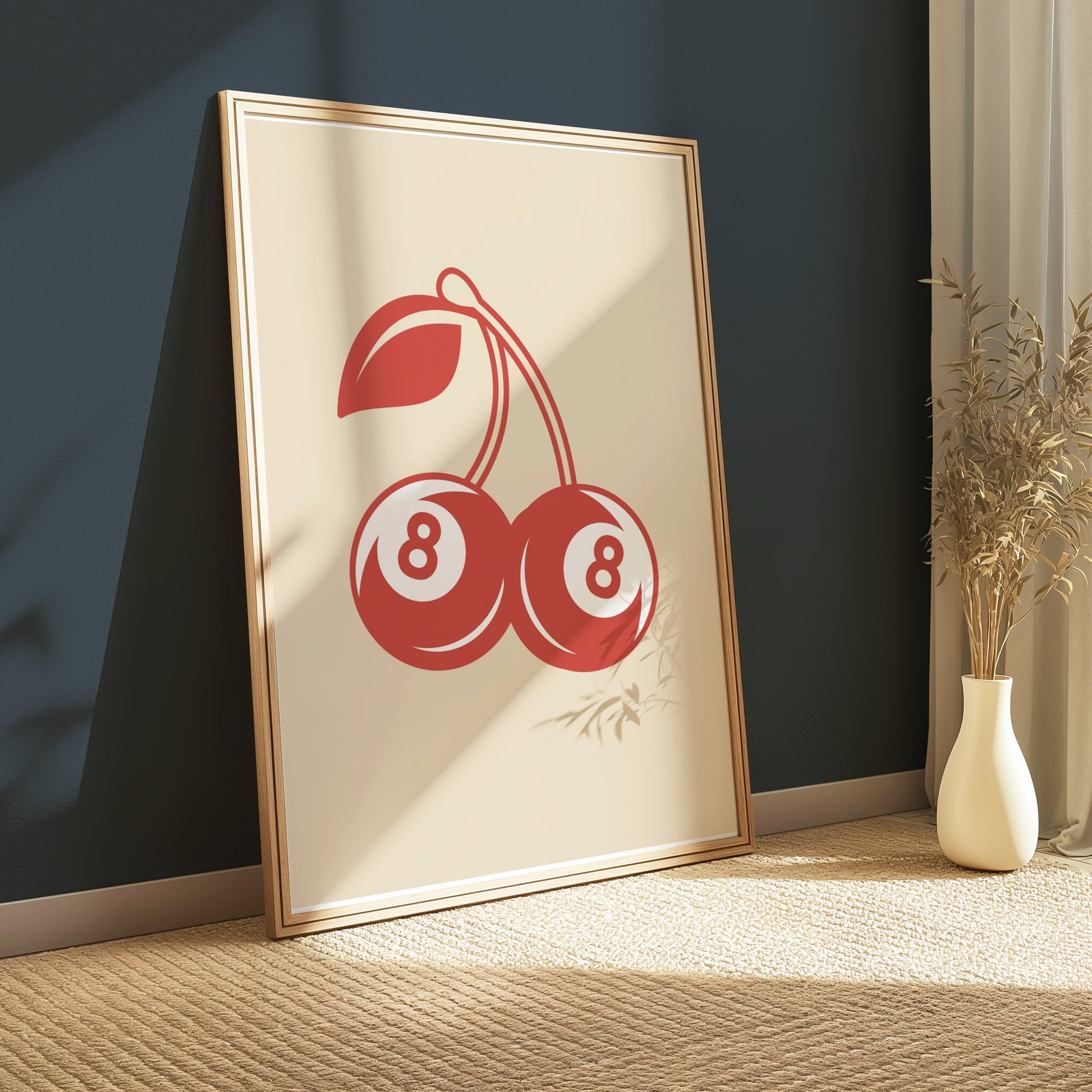 Premium Poster of Double Cherries with Number 8 Design Posters