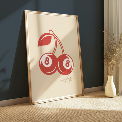 Premium Poster of Double Cherries with Number 8 Design Posters