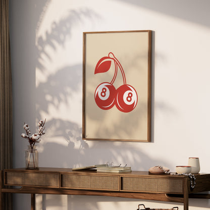 Premium Poster of Double Cherries with Number 8 Design Posters