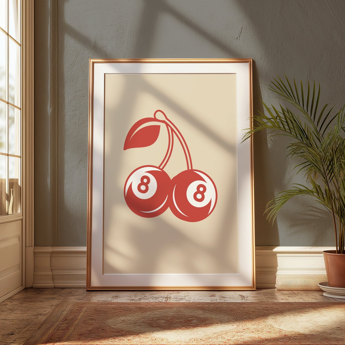 Premium Poster of Double Cherries with Number 8 Design Posters