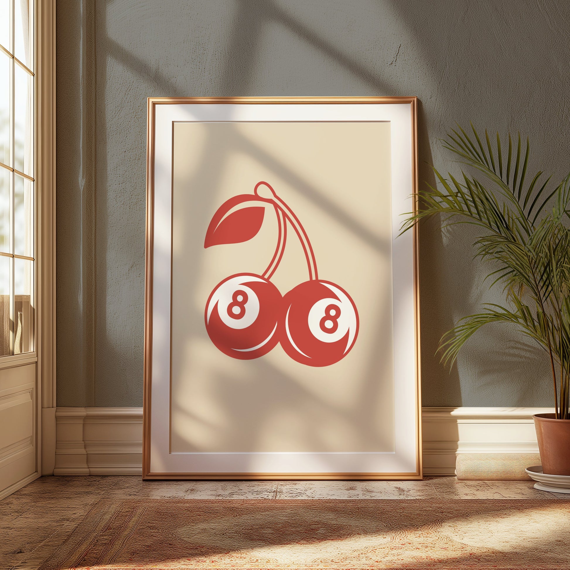 Premium Poster of Double Cherries with Number 8 Design Posters