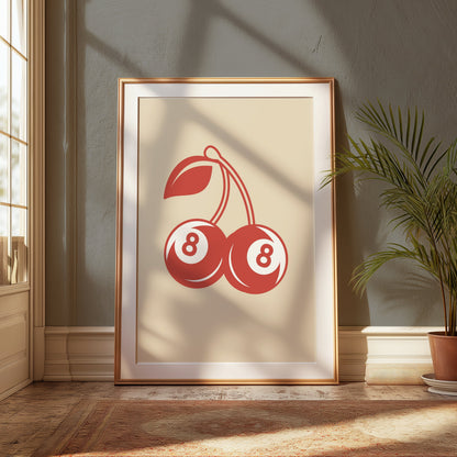 Premium Poster of Double Cherries with Number 8 Design Posters