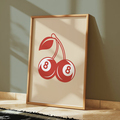 Premium Poster of Double Cherries with Number 8 Design Posters