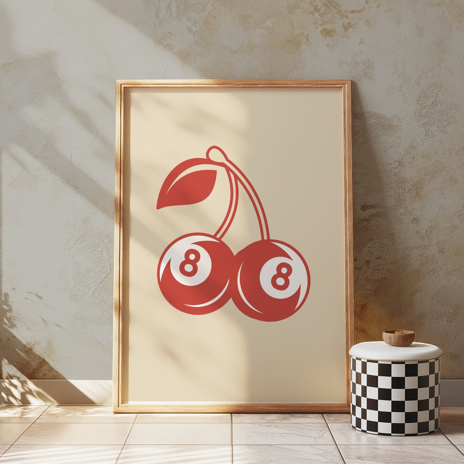 Premium Poster of Double Cherries with Number 8 Design Posters