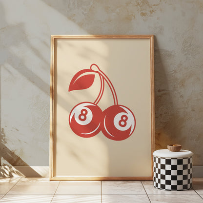 Premium Poster of Double Cherries with Number 8 Design Posters