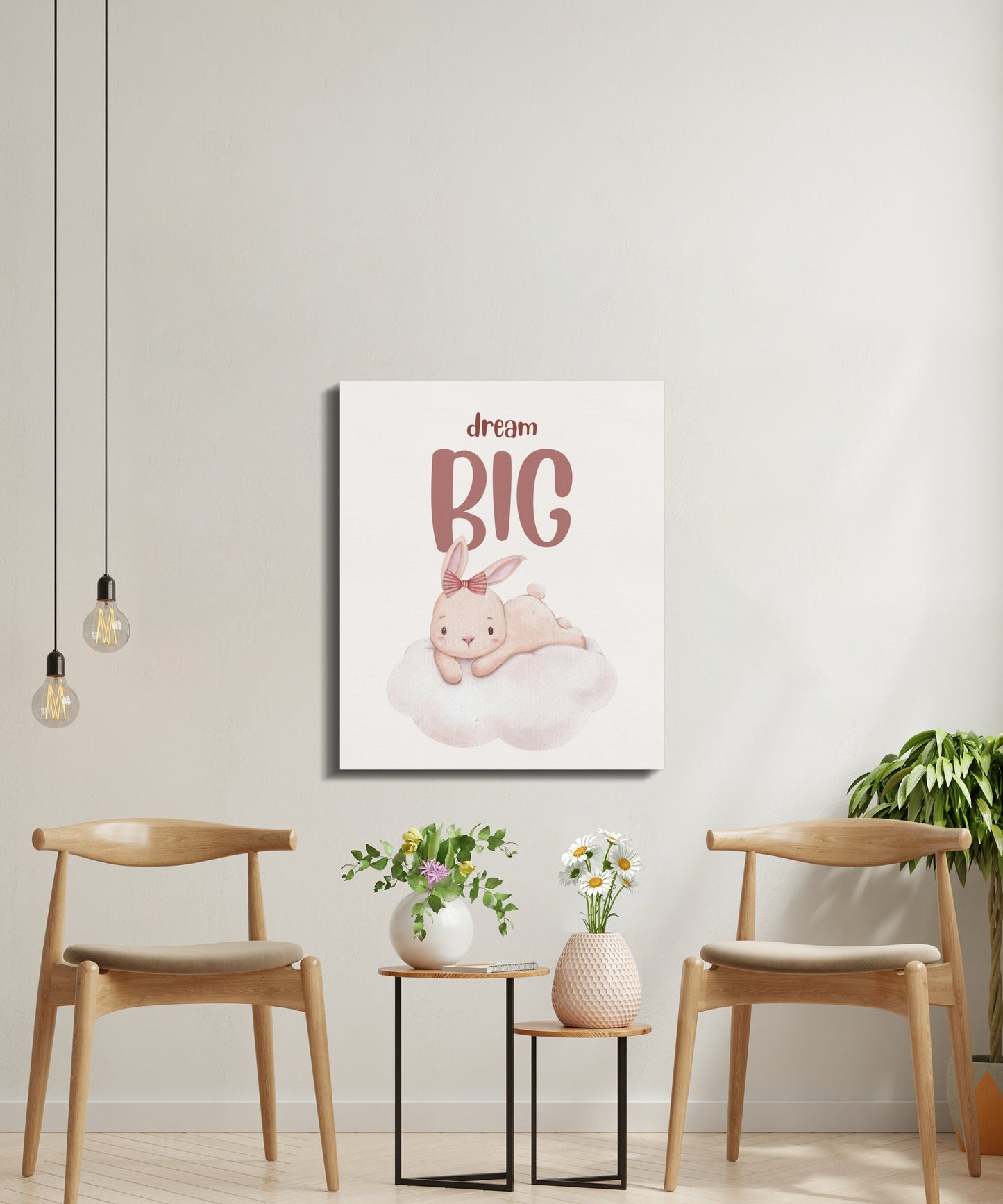 Premium Poster of Dream Big Bunny Nursery Wall Art Canvas Wraps