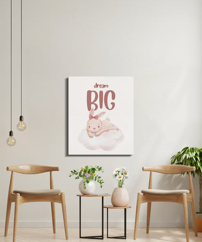 Premium Poster of Dream Big Bunny Nursery Wall Art Canvas Wraps