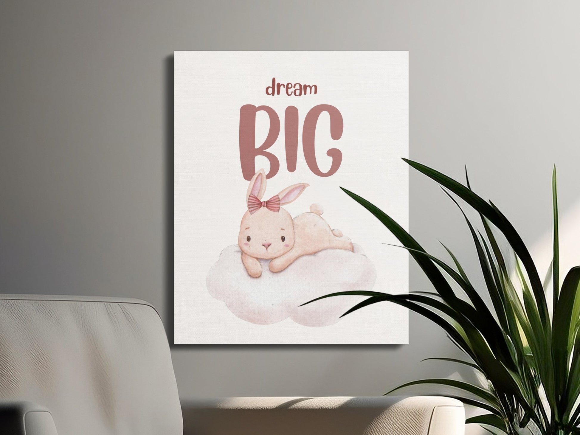 Premium Poster of Dream Big Bunny Nursery Wall Art Canvas Wraps