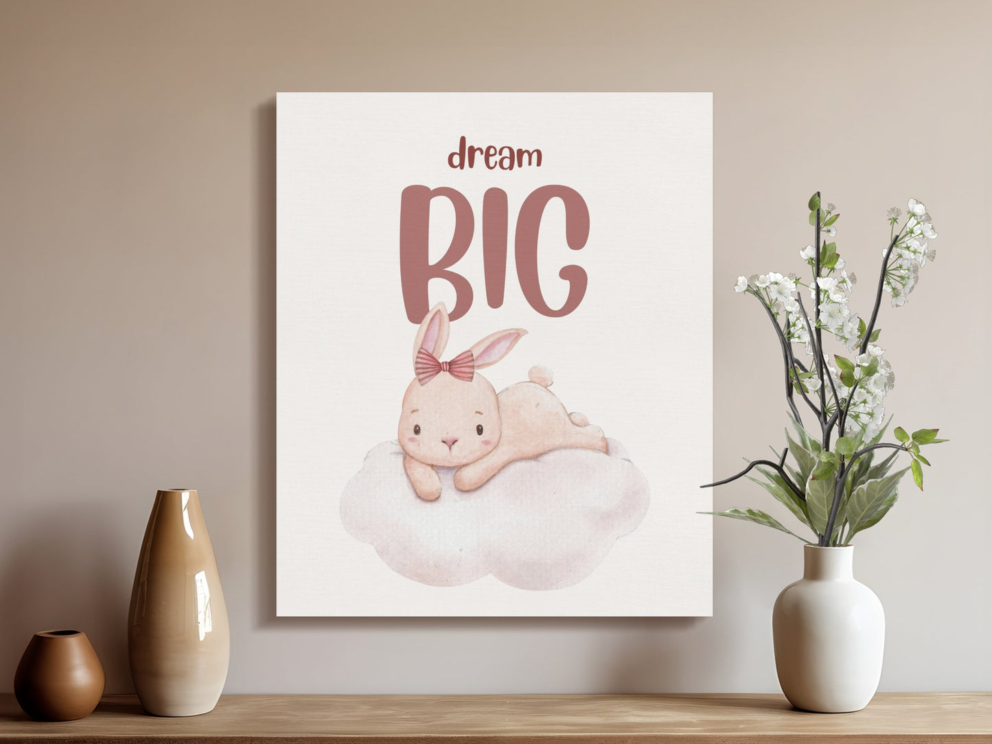 Premium Poster of Dream Big Bunny Nursery Wall Art Canvas Wraps