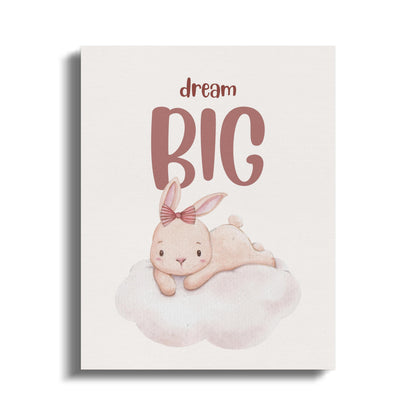 Premium Poster of Dream Big Bunny Nursery Wall Art Canvas Wraps