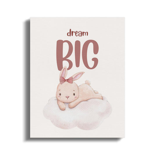 Premium Poster of Dream Big Bunny Nursery Wall Art Canvas Wraps