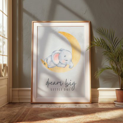 Premium Poster of Dream Big Little One Elephant Posters for Nursery Rooms