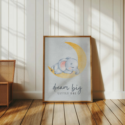 Premium Poster of Dream Big Little One Elephant Posters for Nursery Rooms