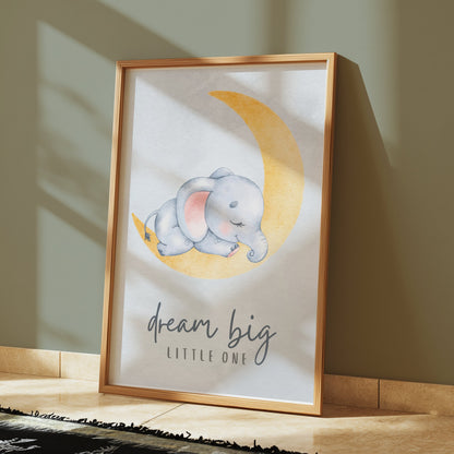 Premium Poster of Dream Big Little One Elephant Posters for Nursery Rooms