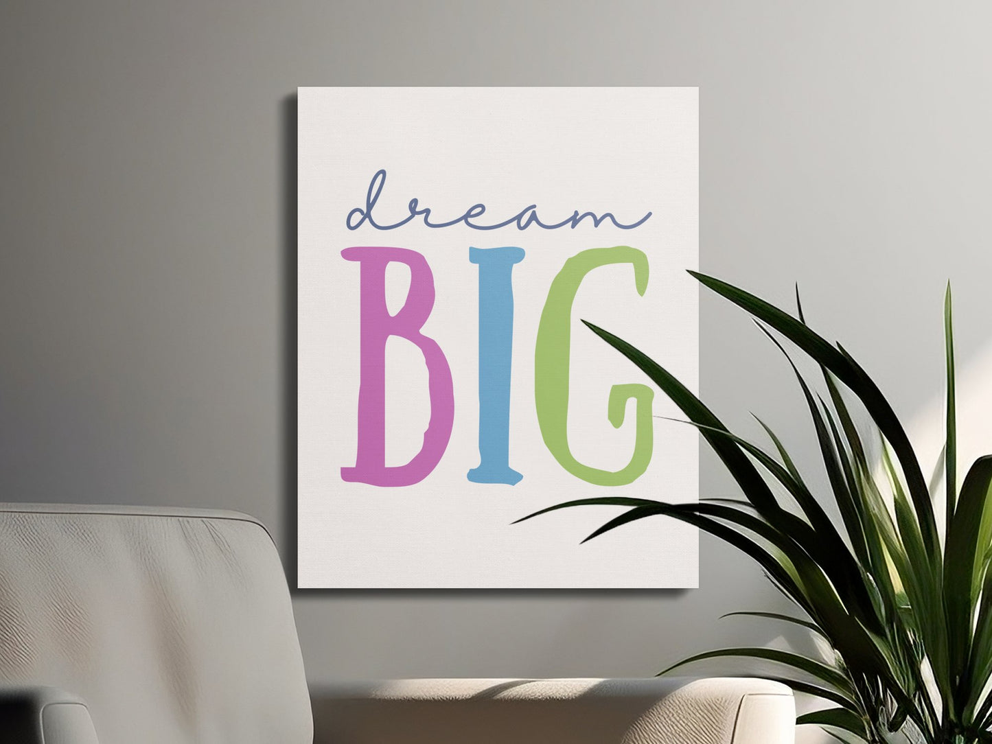 Premium Poster of Dream Big Nursery Wall Art Text Print Canvas Wraps