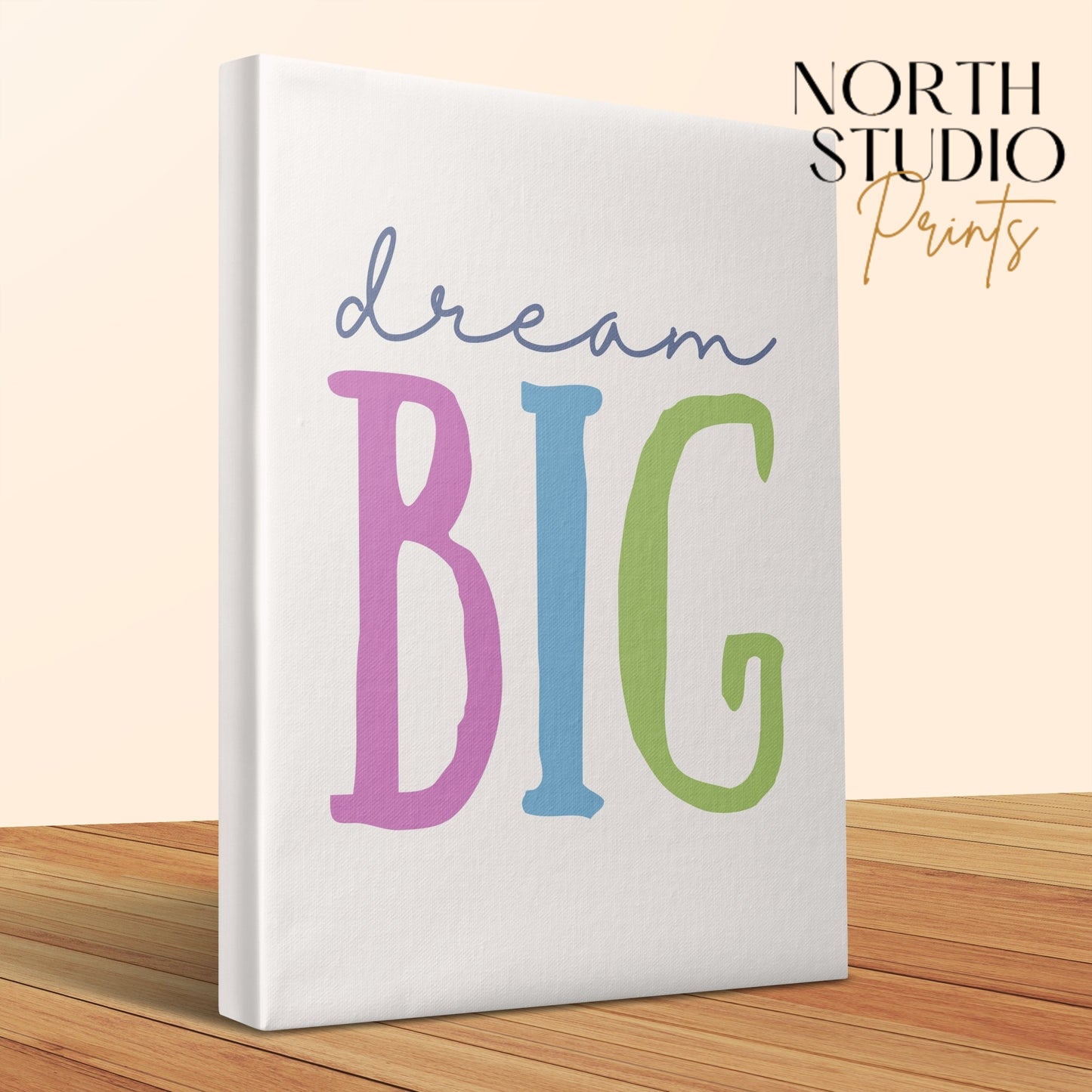 Premium Poster of Dream Big Nursery Wall Art Text Print Canvas Wraps