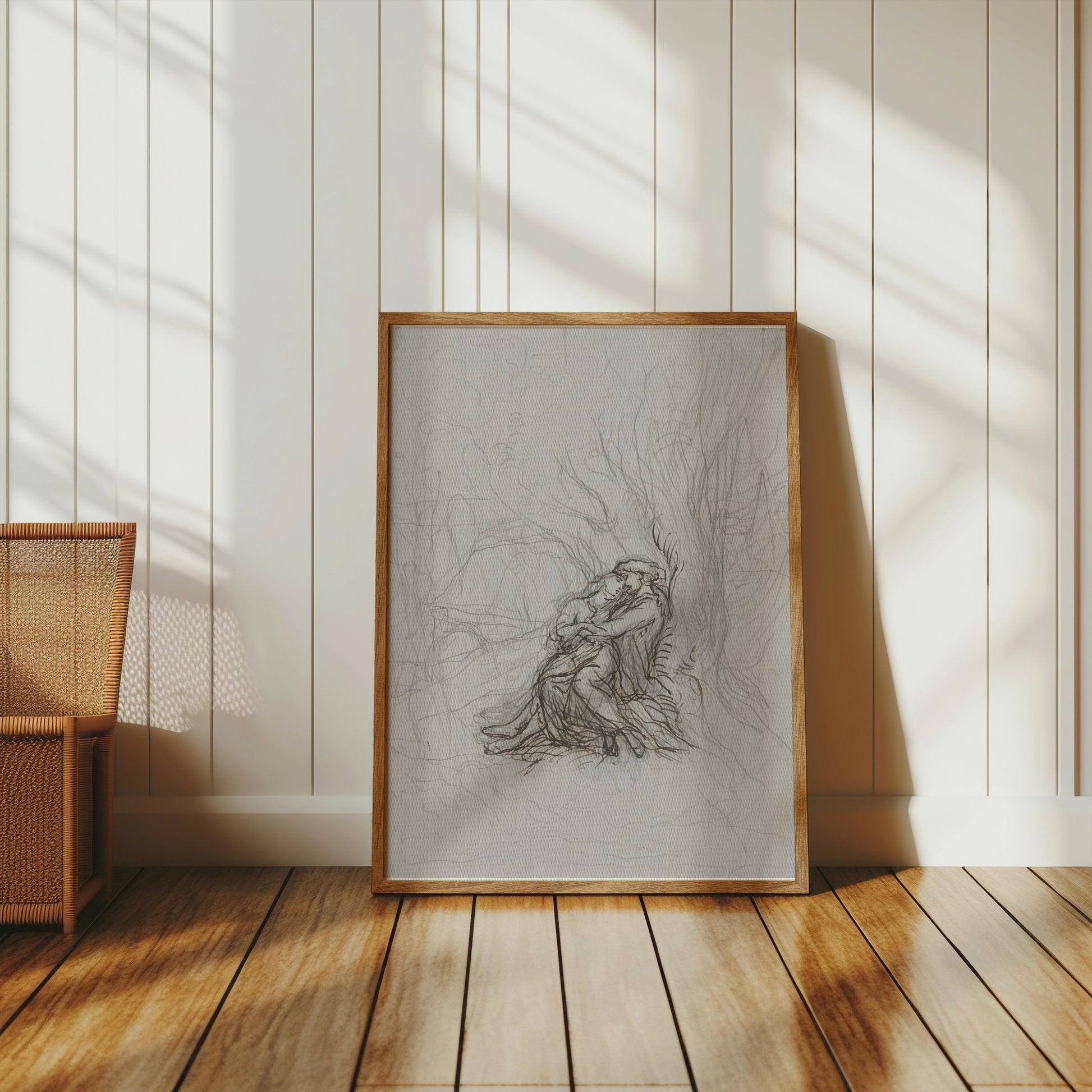Premium Poster of Dreamy Abstract Couple Embrace Art Sketch Drawing Posters