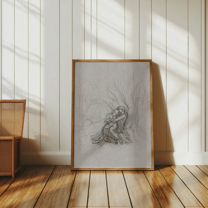 Premium Poster of Dreamy Abstract Couple Embrace Art Sketch Drawing Posters