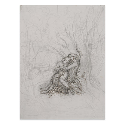 Premium Poster of Dreamy Abstract Couple Embrace Art Sketch Drawing Posters