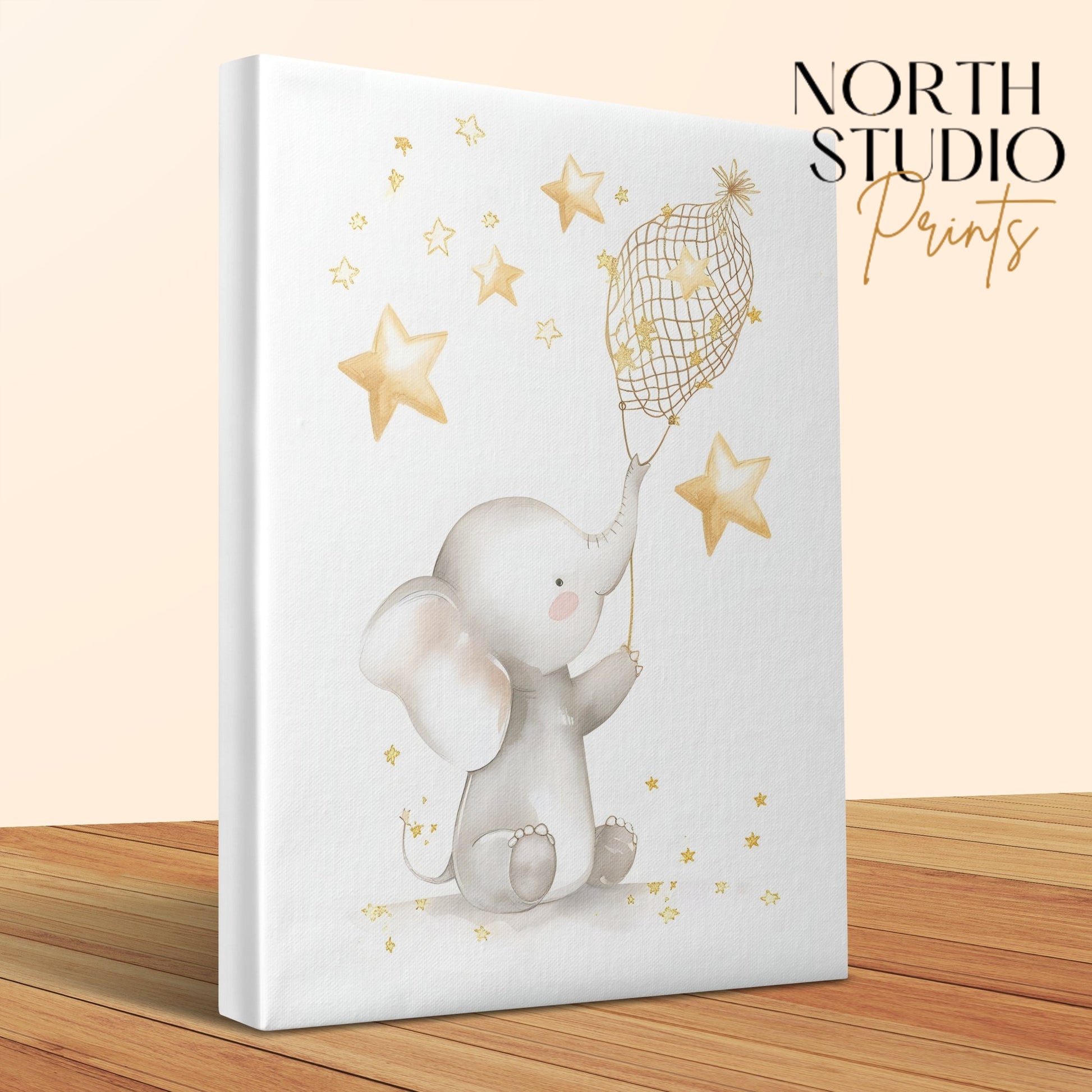 Premium Poster of Dreamy Elephant and Stars Nursery Canvas Wraps