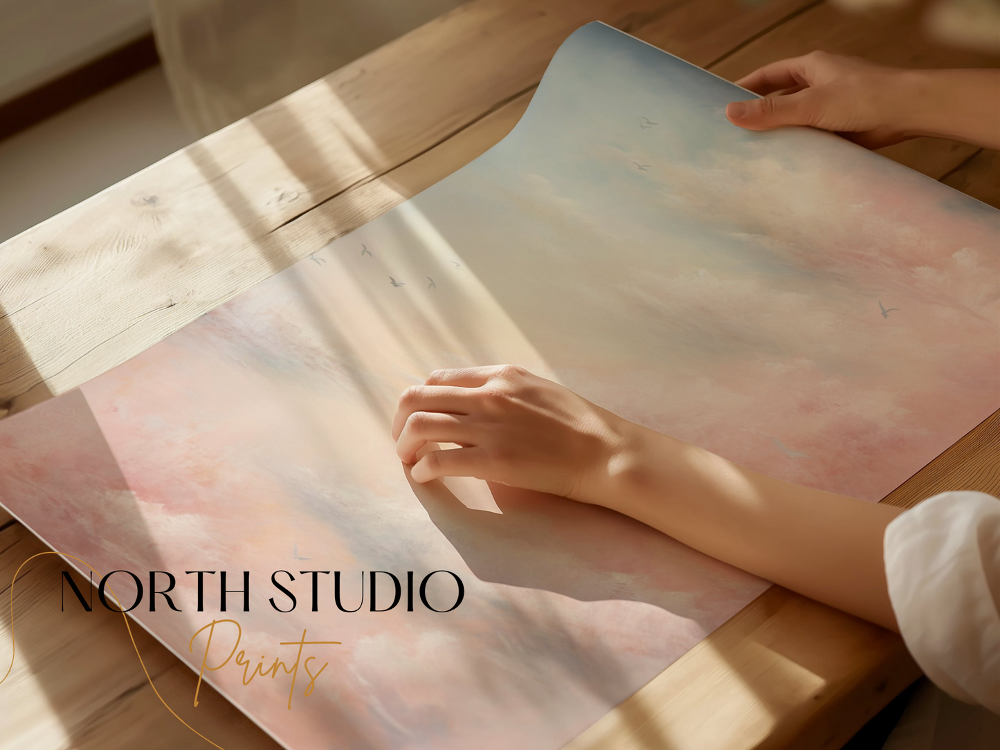 Premium Poster of Dreamy Pink and Blue Sky with Clouds Posters