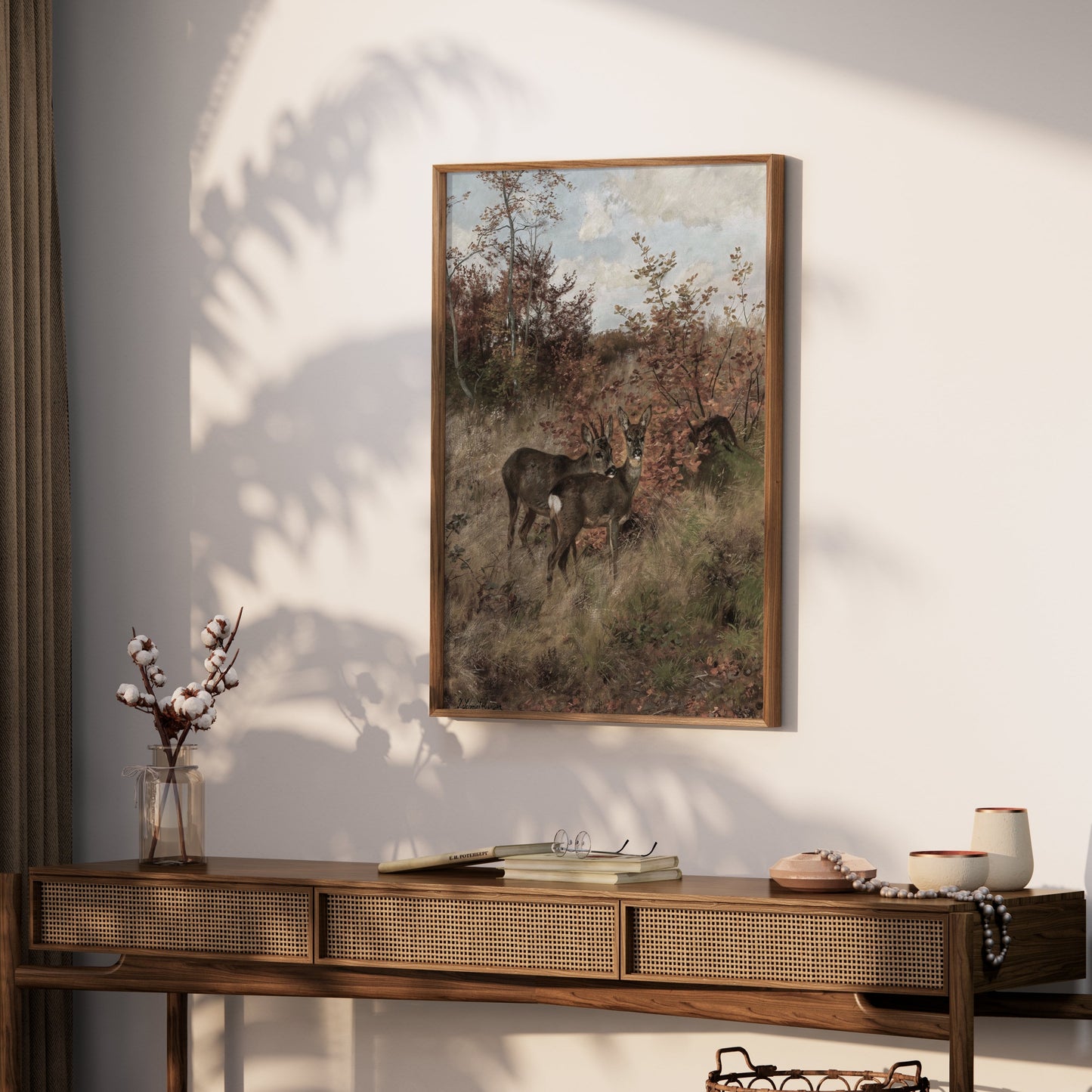 Premium Poster of Early Morning Deer Meet in Forest Art Print Posters