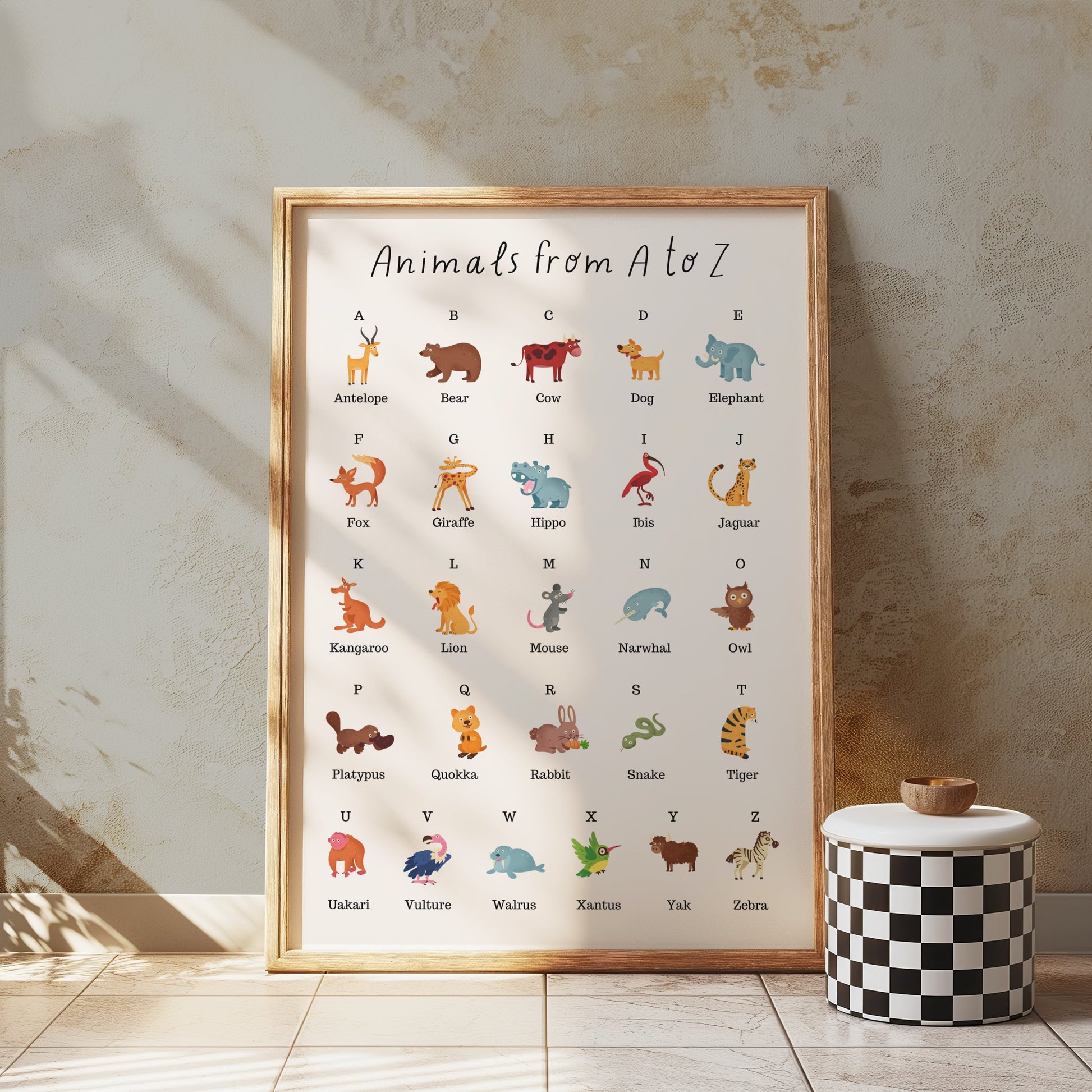 Premium Poster of Educational Animal A to Z Alphabet Learning Posters
