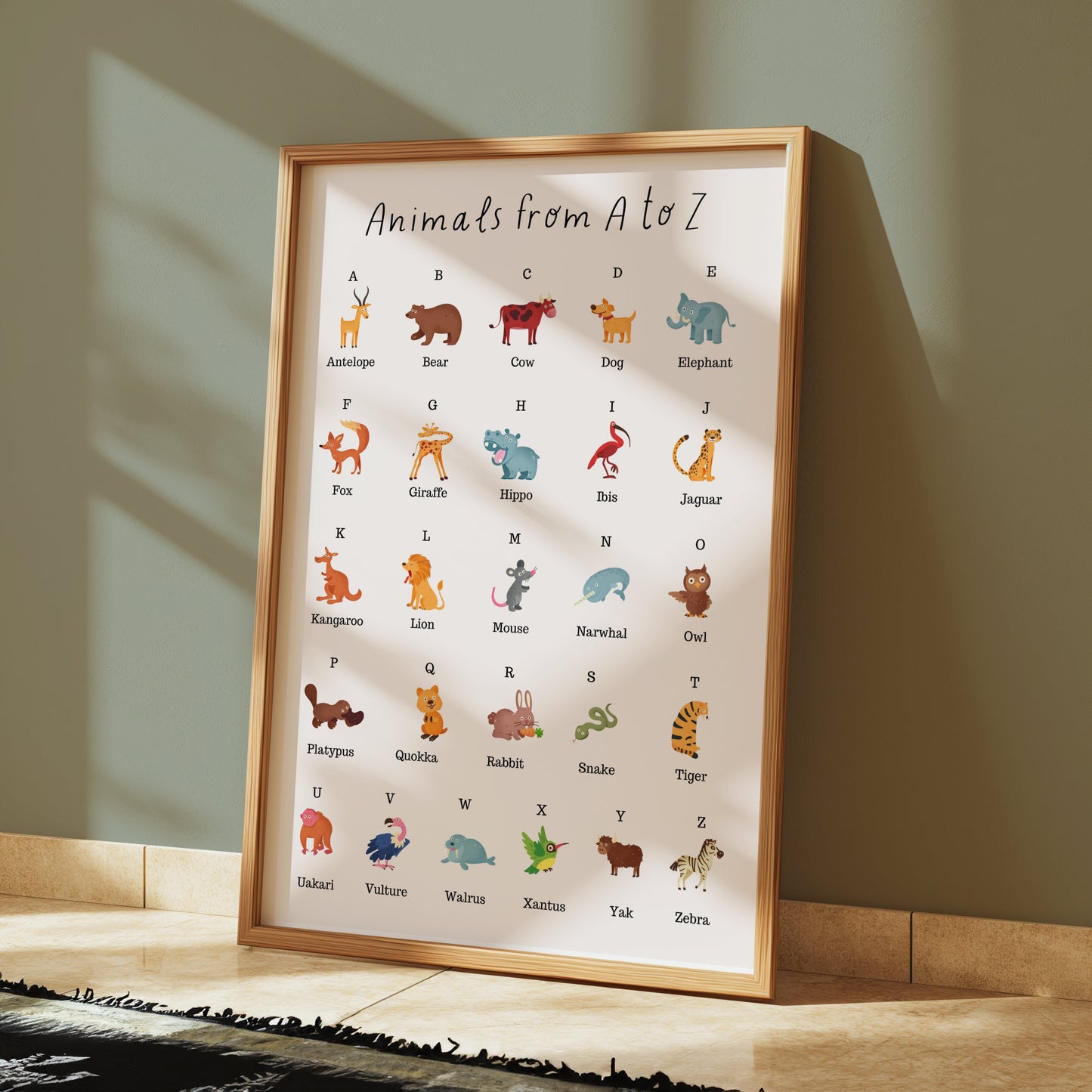 Premium Poster of Educational Animal A to Z Alphabet Learning Posters