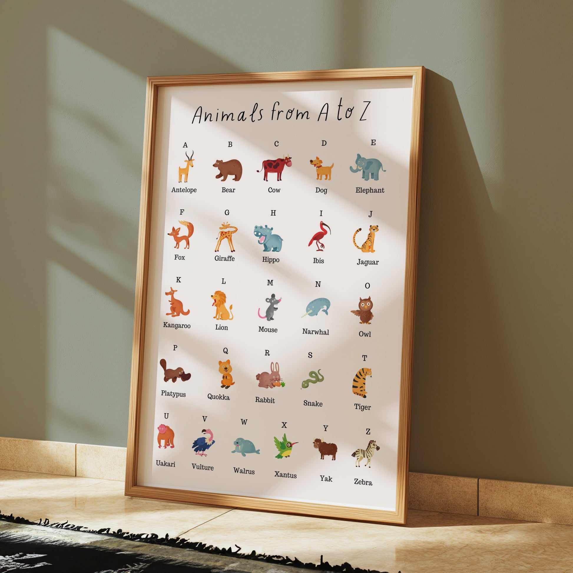 Premium Poster of Educational Animal A to Z Alphabet Learning Posters
