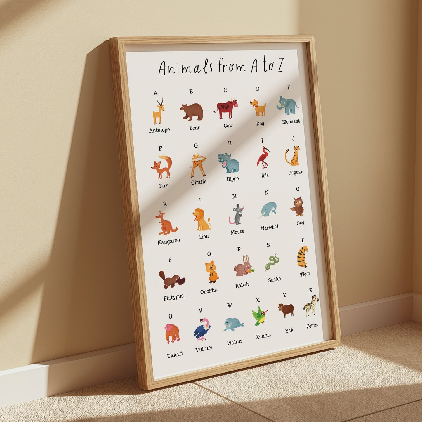 Premium Poster of Educational Animal A to Z Alphabet Learning Posters