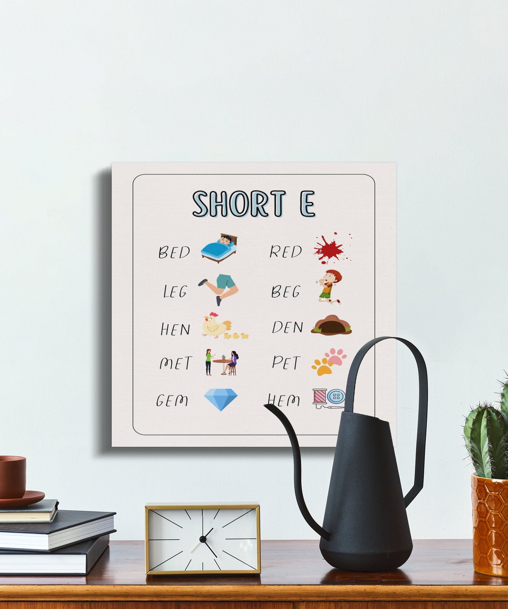 Premium Poster of Educational Nursery Wall Art Short E Sound Canvas Wraps