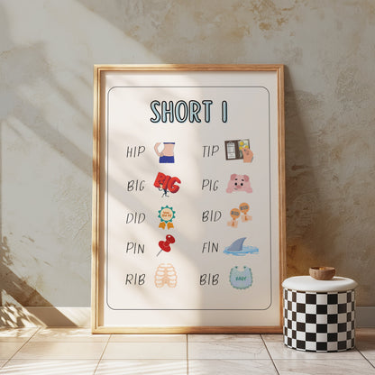 Premium Poster of Educational Short Words Illustrated Posters