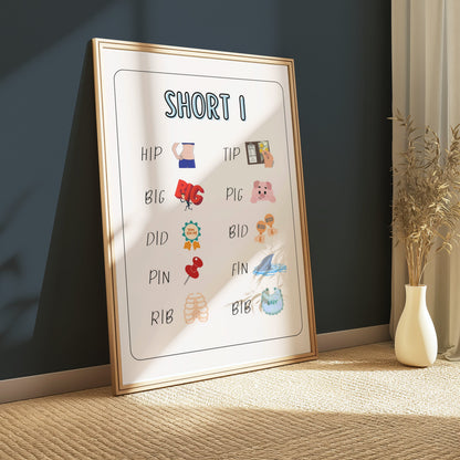 Premium Poster of Educational Short Words Illustrated Posters