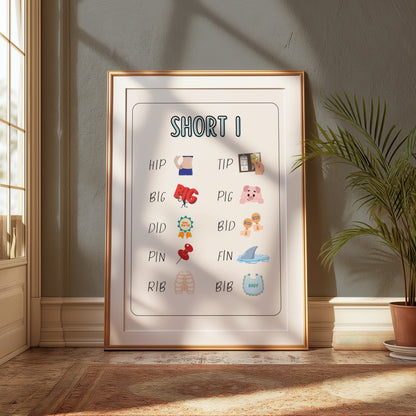 Premium Poster of Educational Short Words Illustrated Posters