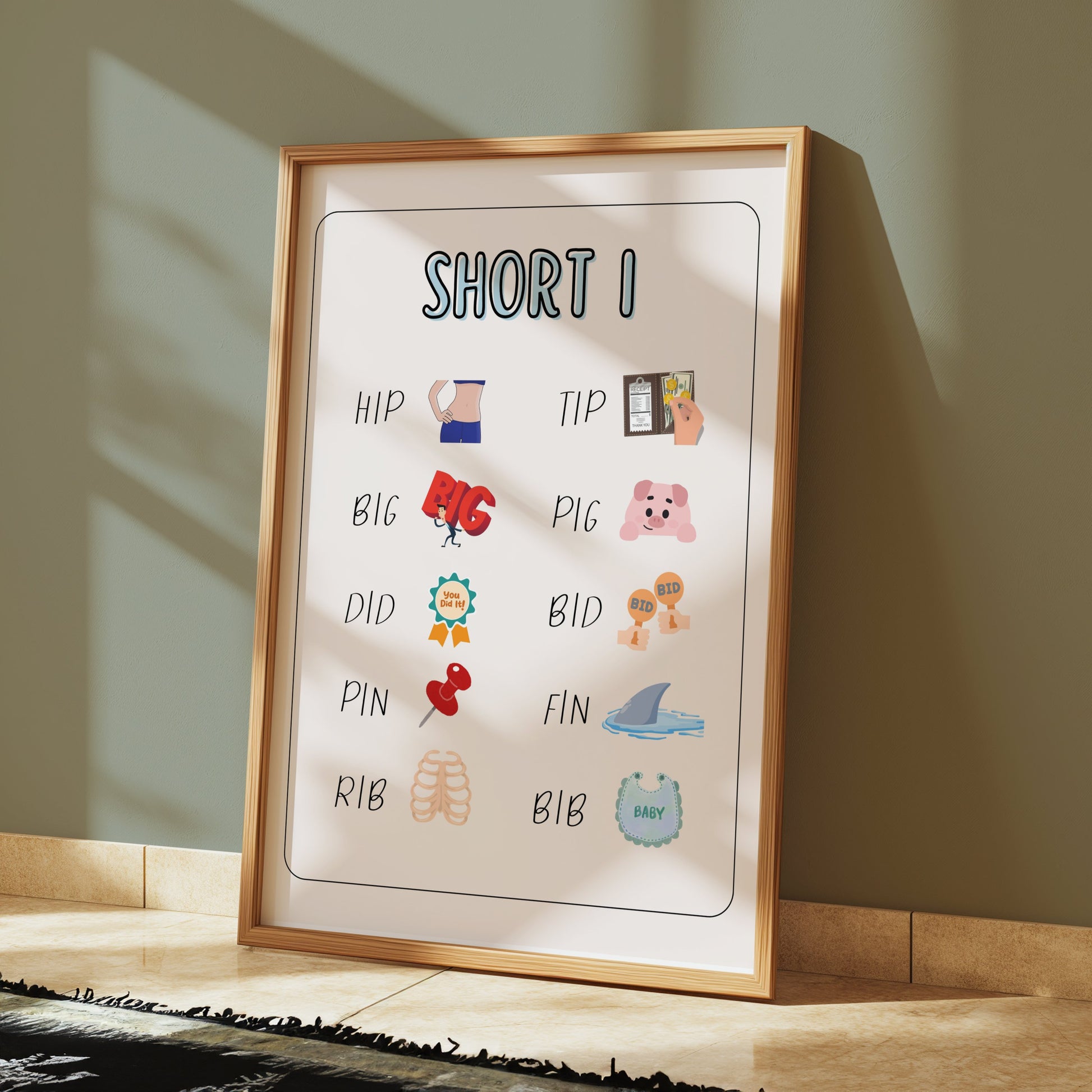 Premium Poster of Educational Short Words Illustrated Posters