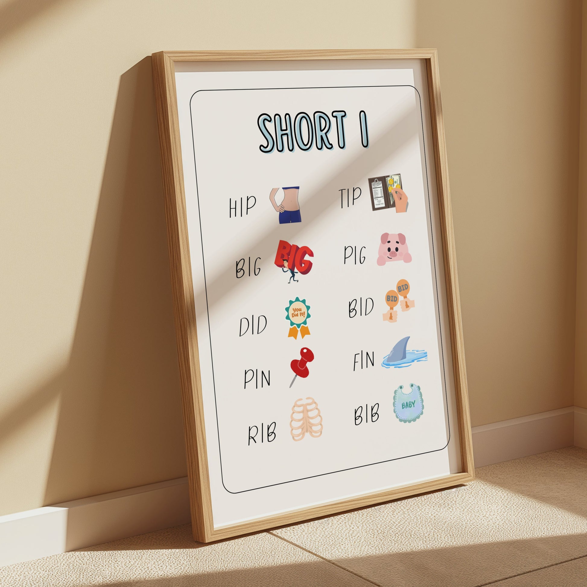 Premium Poster of Educational Short Words Illustrated Posters