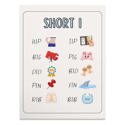 Premium Poster of Educational Short Words Illustrated Posters