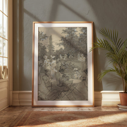 Premium Poster of Edwardian Garden Party Scene Art Print Posters