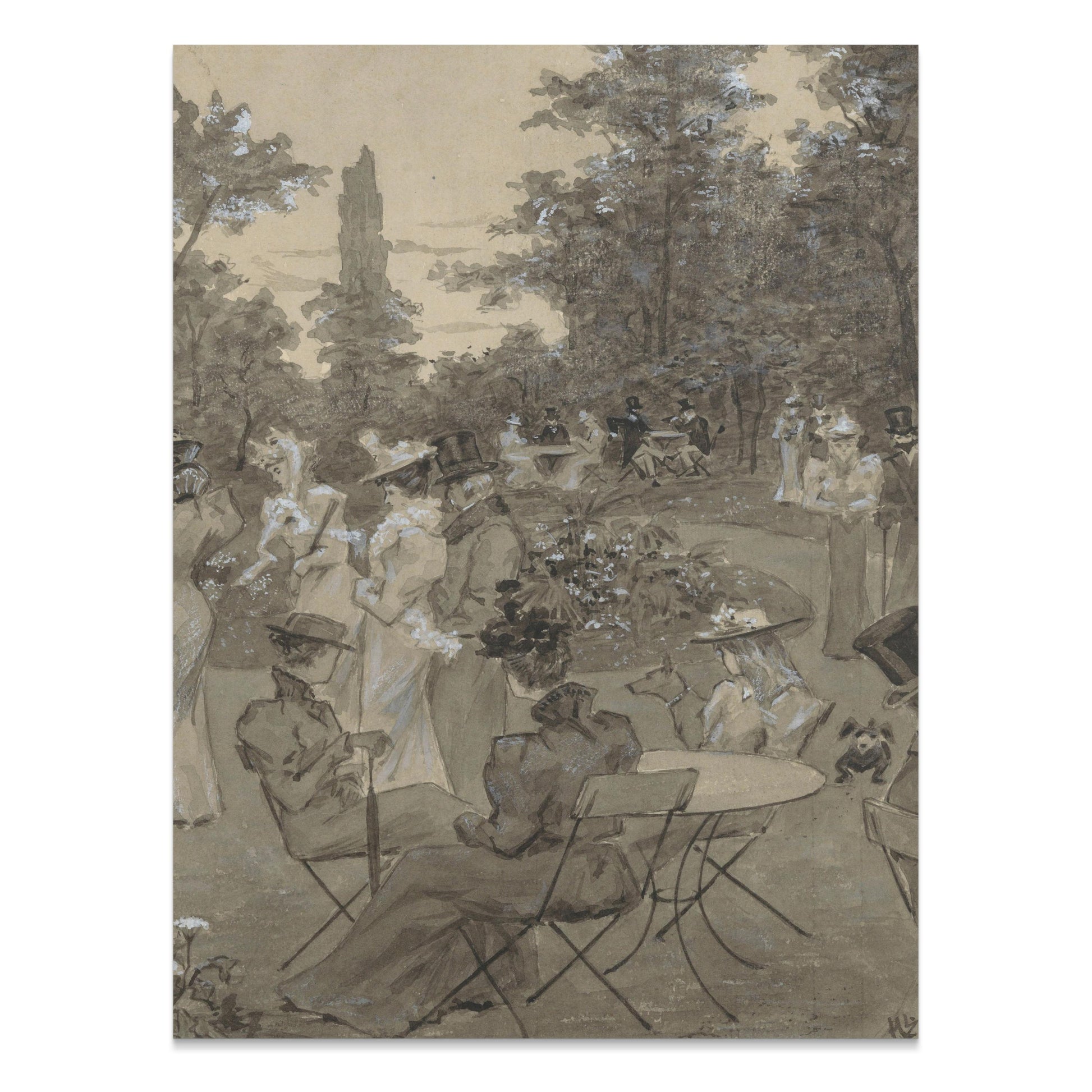 Premium Poster of Edwardian Garden Party Scene Art Print Posters