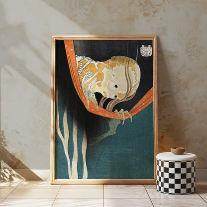 Premium Poster of Eerie Japanese Skeleton Art in Classic Style Posters