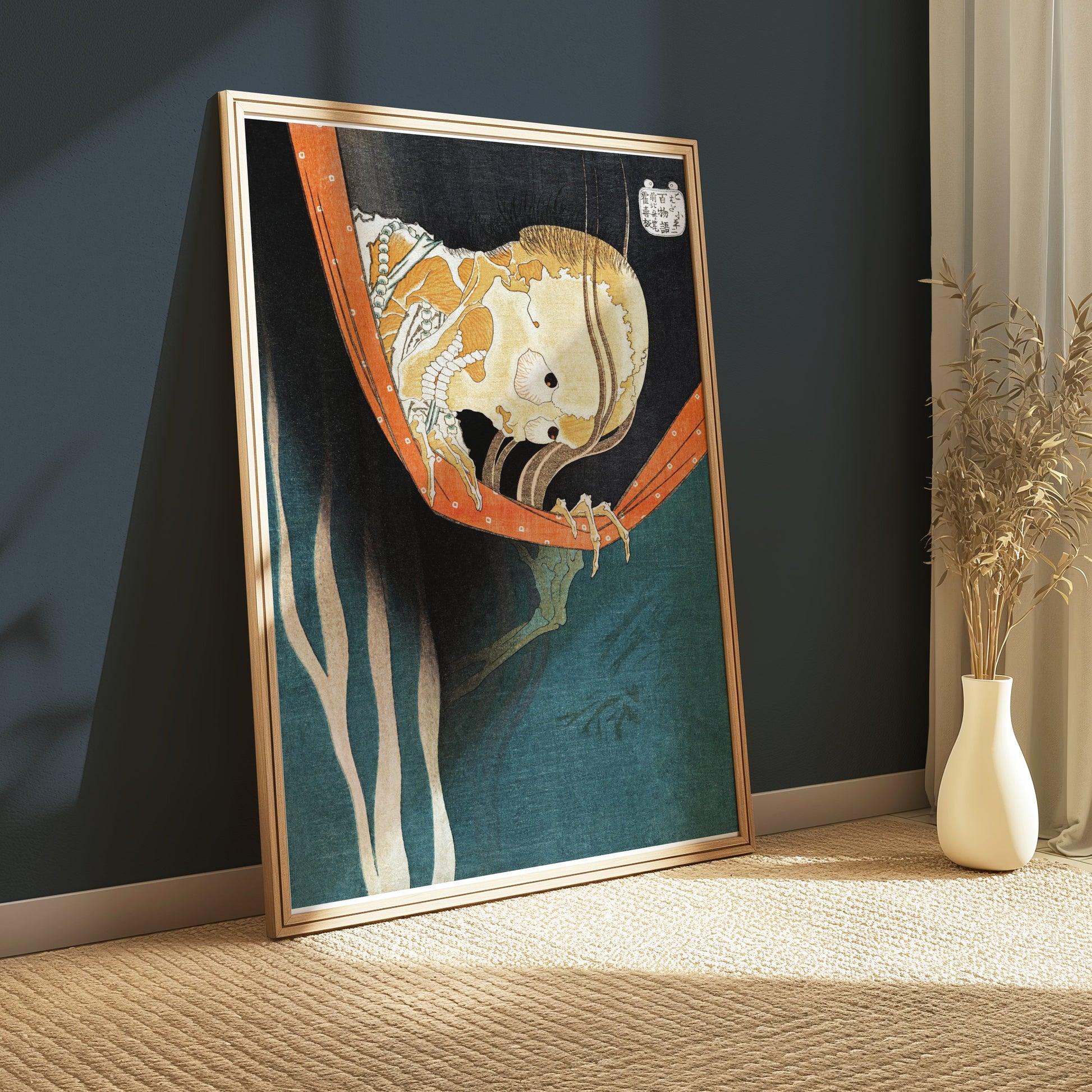 Premium Poster of Eerie Japanese Skeleton Art in Classic Style Posters