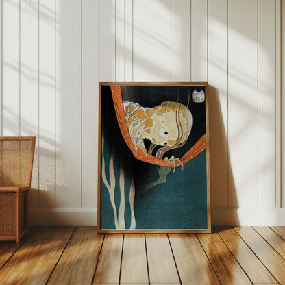 Premium Poster of Eerie Japanese Skeleton Art in Classic Style Posters
