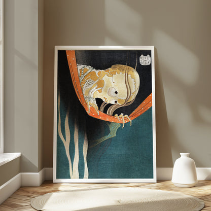 Premium Poster of Eerie Japanese Skeleton Art in Classic Style Posters