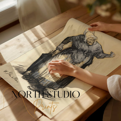 Premium Poster of Elderly Woman with Cane in Traditional Clothing Posters