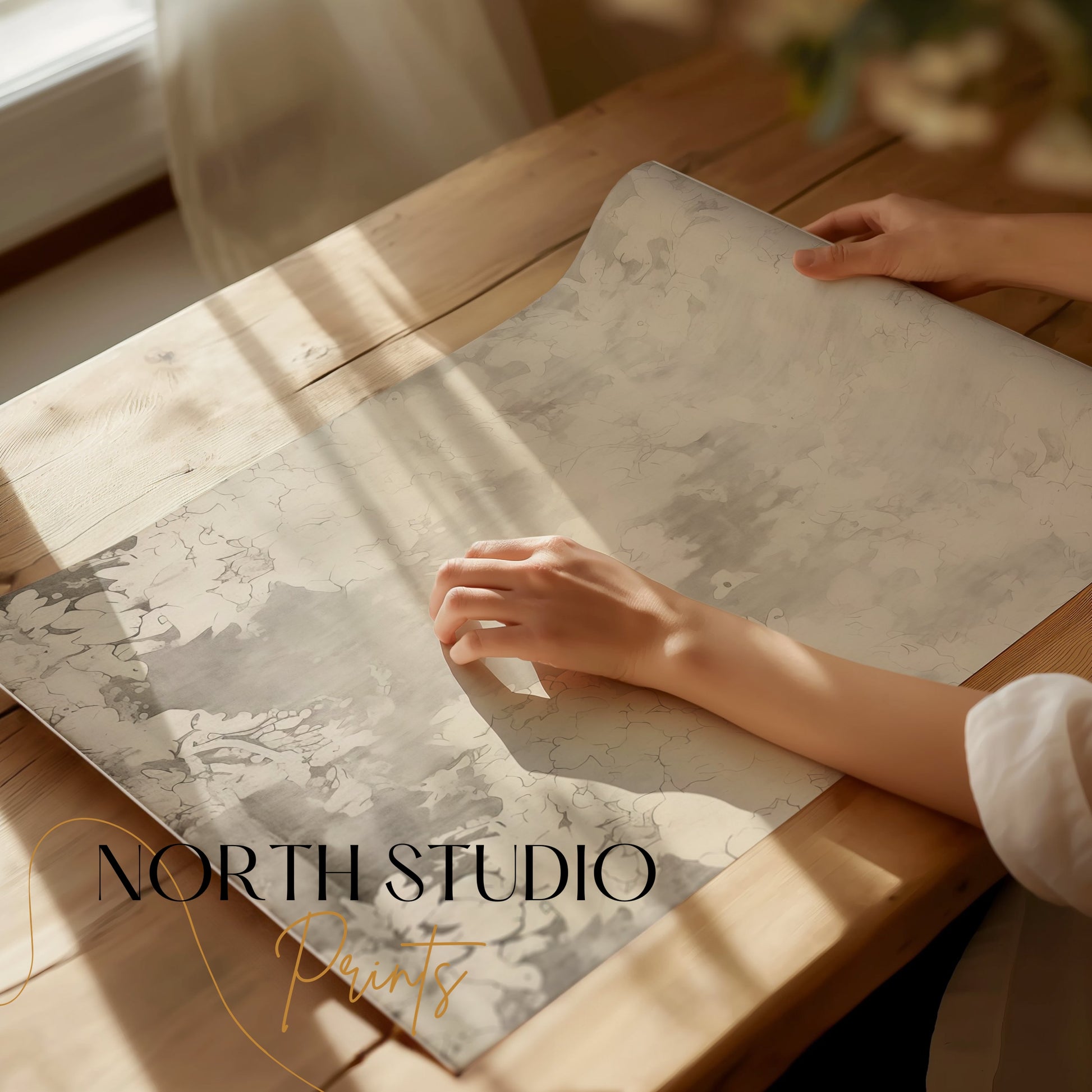 Premium Poster of Elegant Abstract Floral Art White and Grey Posters