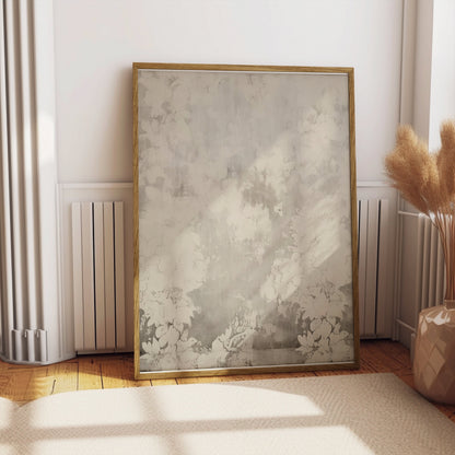 Premium Poster of Elegant Abstract Floral Art White and Grey Posters
