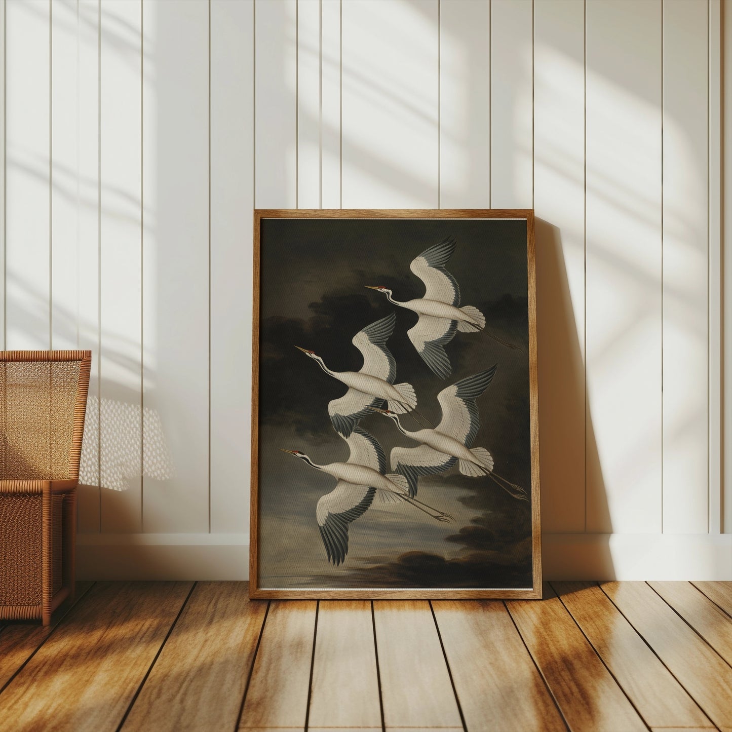 Premium Poster of Elegant Avian Illustration with Four Cranes Posters