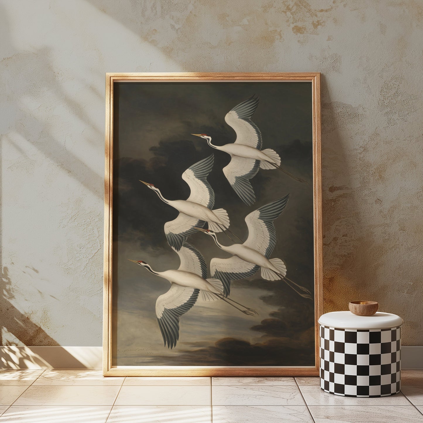 Premium Poster of Elegant Avian Illustration with Four Cranes Posters