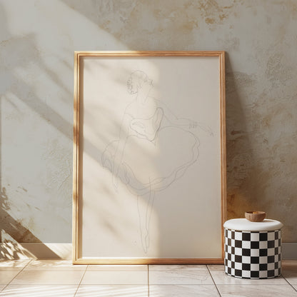 Premium Poster of Elegant Ballerina Sketch Dance Artwork Wall Decor Posters